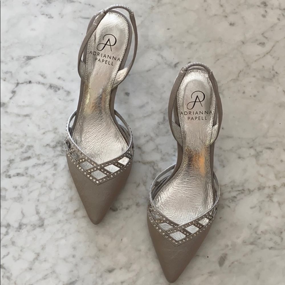 Silver Adrianna  Papell  shoes w/rhinestone detail